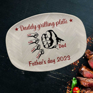 Daddy Grilling Platter Personalized Hands To Hands Father's day Gift For Grandpa Daddy Papa