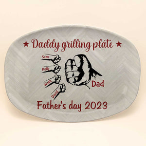 Daddy Grilling Platter Personalized Hands To Hands Father's day Gift For Grandpa Daddy Papa