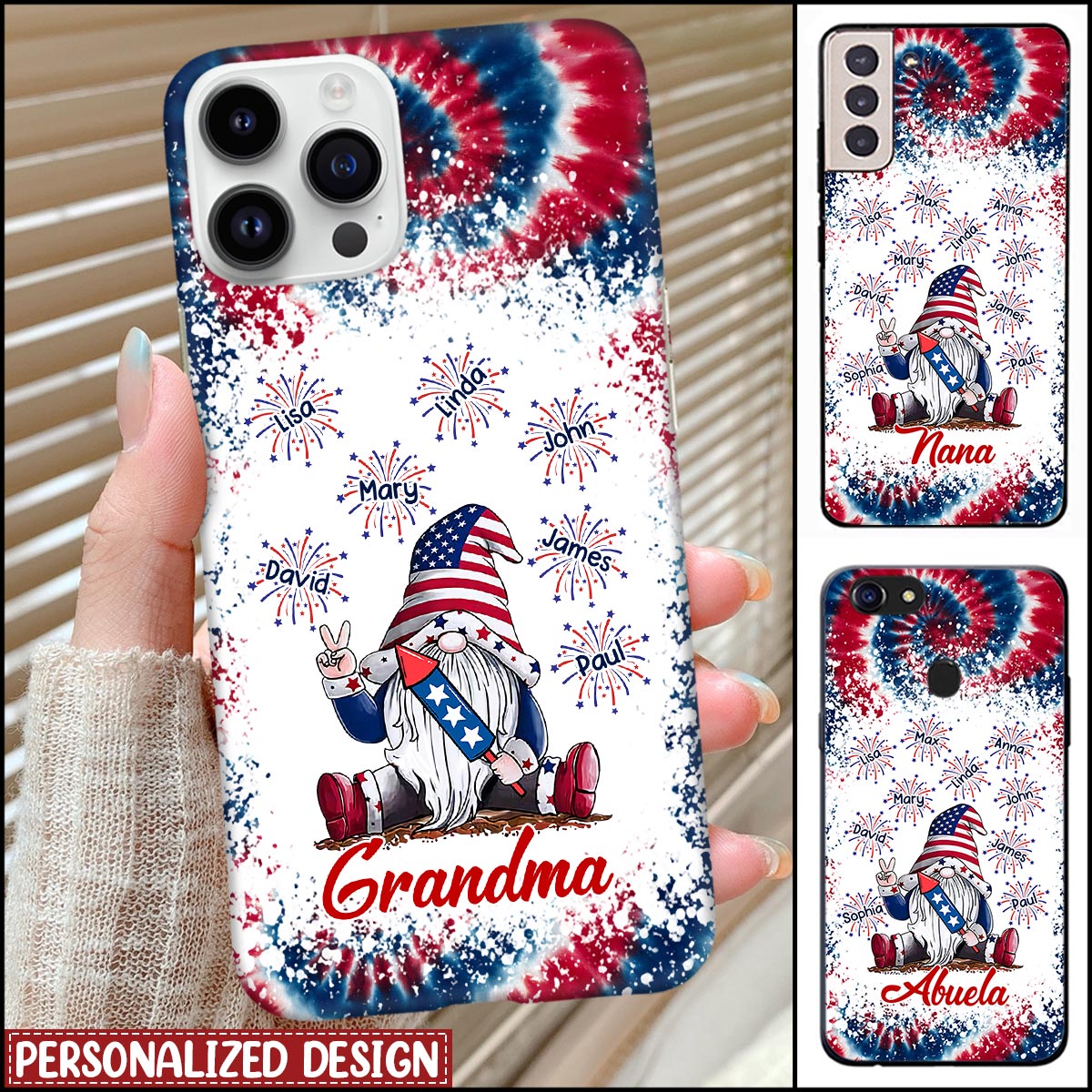 Grandma Firecracker Grandkids Independence Day Personalized Phone Case