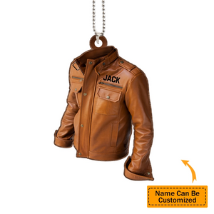 Personalized Custom Name Motorcycle Leather Jacket Car Ornament