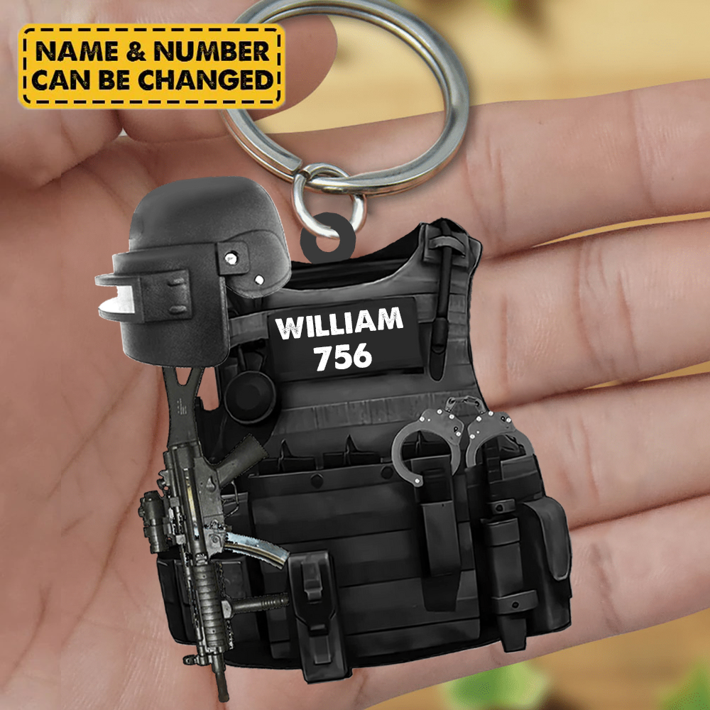 Swat Police Bulletproof Gun - Personalized ARCYLIC KEYCHAIN Gift For Swat Police