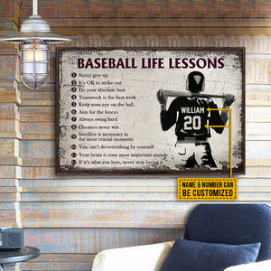 Personalized Baseball Life Lessons Customized Poster