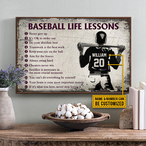 Personalized Baseball Life Lessons Customized Poster