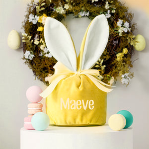 Personalized Name Easter Bunny Velvet Basket