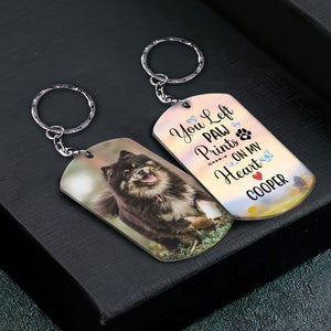 You Left Paw Prints On My Heart - Personalized Photo Stainless Steel Keychain