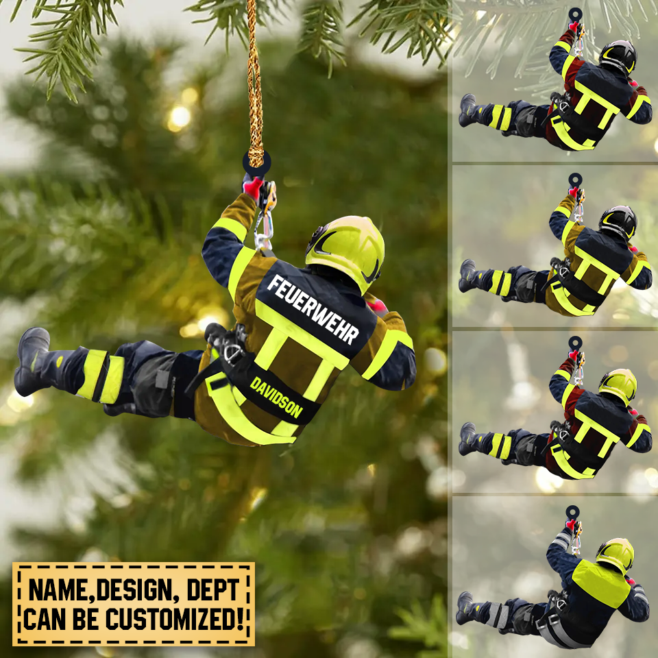 PERSONALIZED SWISS FIREFIGHTER CHRISTMAS ORNAMENT