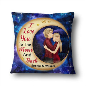 Couple Letter I Love You To The Moon And Back - Gift For Couples - Personalized Custom Pillow