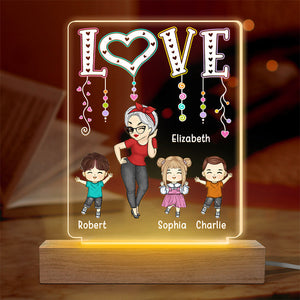 My Cherished Kids, The Light Of My Life - Family Personalized Custom Rectangle Shaped 3D LED Light - Mother's Day, Gift For Mom, Grandma