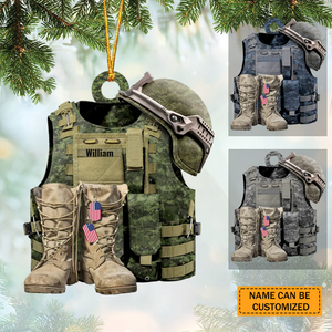 Personalized US Veteran/ Solider Camo Ornament