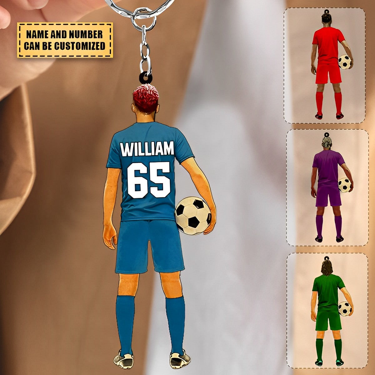 Personalized Soccer Players Gift For Son/Grandson Acrylic Keychain - roadsir