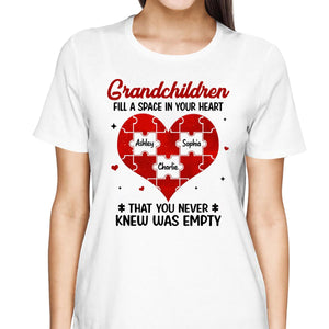 Grandchildren Fill Spaces In Grandma Heart Personalized Shirt