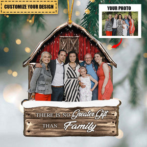 Red Barn Christmas Family Custom Photo - Personalized Photo Wooden Ornament