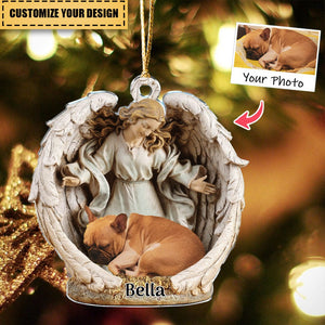 Sleeping Pet Within Angel Wings - Dog Ornament - Dog Lover Gifts - Custom Ornament from Photo