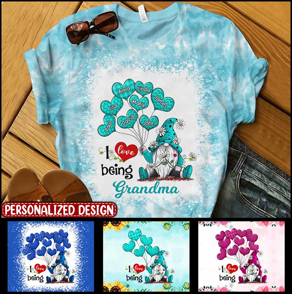 Colorful Dwarf Grandma Mom Balloon Heart Kids Personalized 3D T-shirt