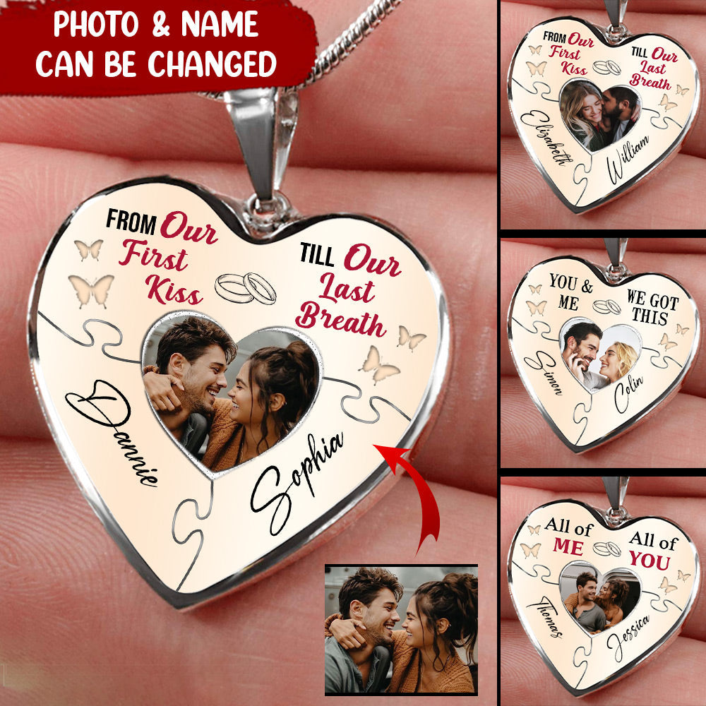 Personalized From Our First Kiss Till Our Last Breath Heart Couple Necklace NVL06APR22NY1