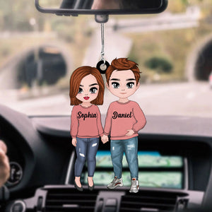 Personalized Doll Couple Holding Hands Gift For Husband, Wife Couple Car Ornament