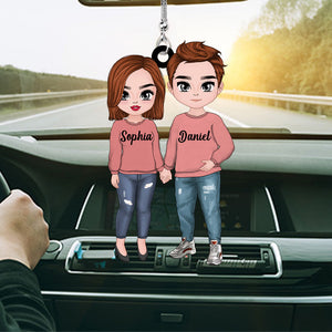 Personalized Doll Couple Holding Hands Gift For Husband, Wife Couple Car Ornament