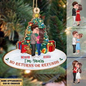 Doll Couple Kissing And Hugging - Personalized Christmas Ornament