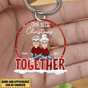 Our 10th Christmas Together - Personalized Love Shaped Keychain