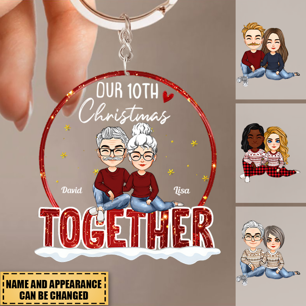 Our 10th Christmas Together - Personalized Love Shaped Keychain