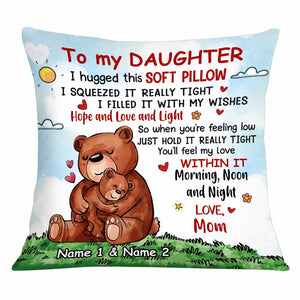 Personalized Bear Mom Grandma To Daughter Granddaughter Son Grandson Hug This Pillow JR63 95O34