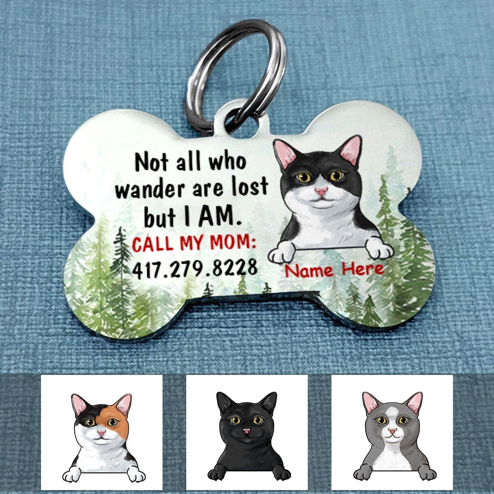 Personalized Cat Lost Wander Bone Pet Tag