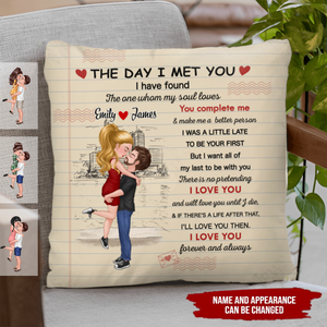 Couple - The Day I Met You - Personalized Pillow