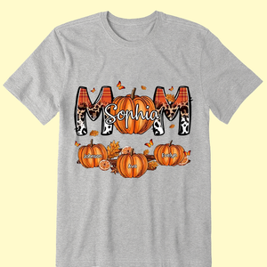 Mom Patterned Pumpkins Fall Season Personalized Shirt