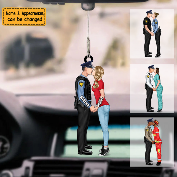 Personalized Keychain, Couple Portrait, Firefighter, EMS, Nurse, Polic -  bakven