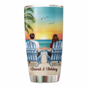 Couple Back View Beach Landscape Happy Place Personalized Tumbler