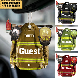 Firefighter Uniform - Personalized Car Ornament - Gift For Firefighters