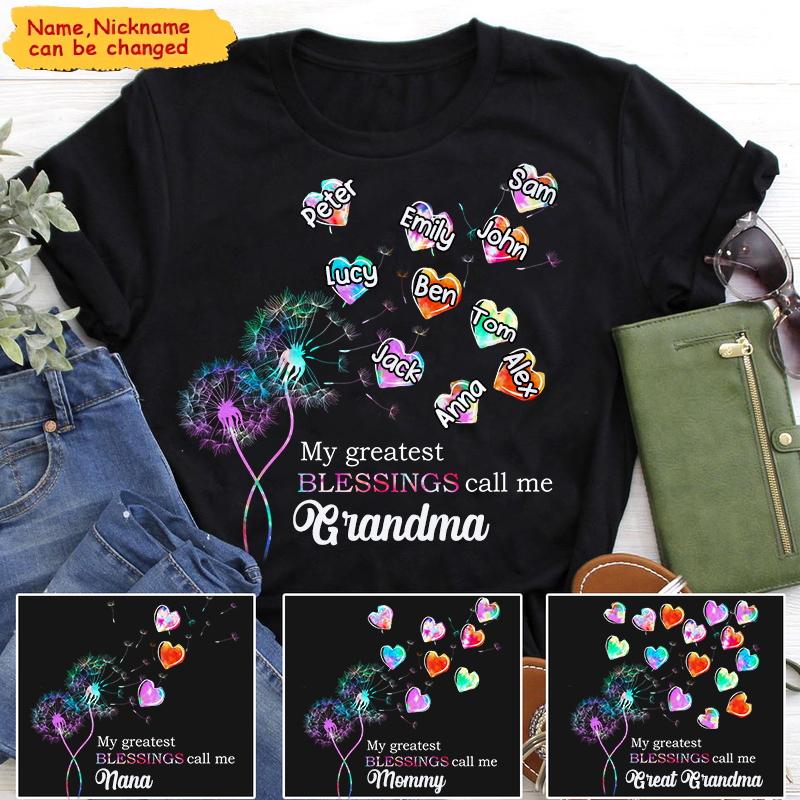 Personalized Grandma Flower Heart T-shirt