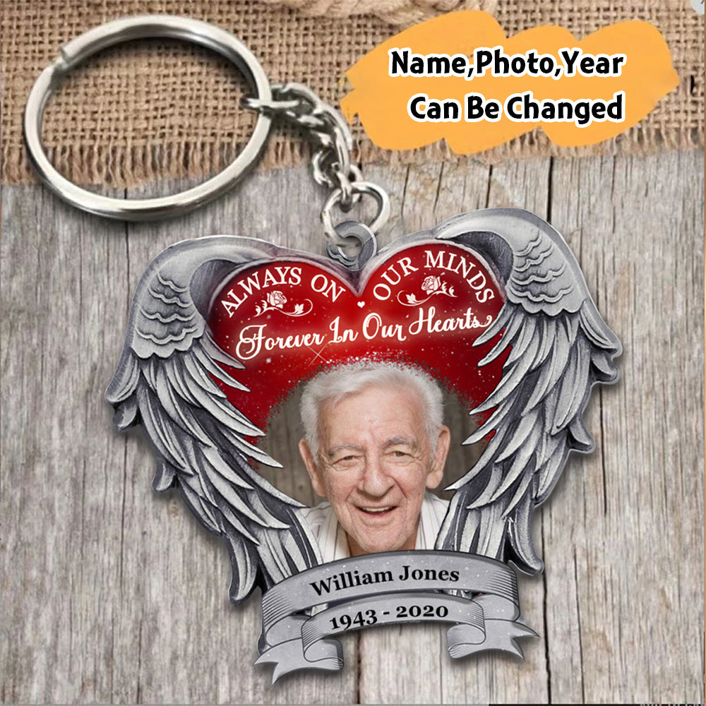 Always On Our Minds, Forever In Our Hearts Personalized Keychain