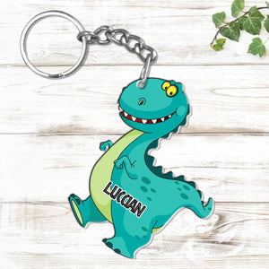 Personalized Grandma Mom Nana Dinosaur T Rex Cute Gift For Mother's Day Birthday Gift For Grandkids Acrylic Keychain