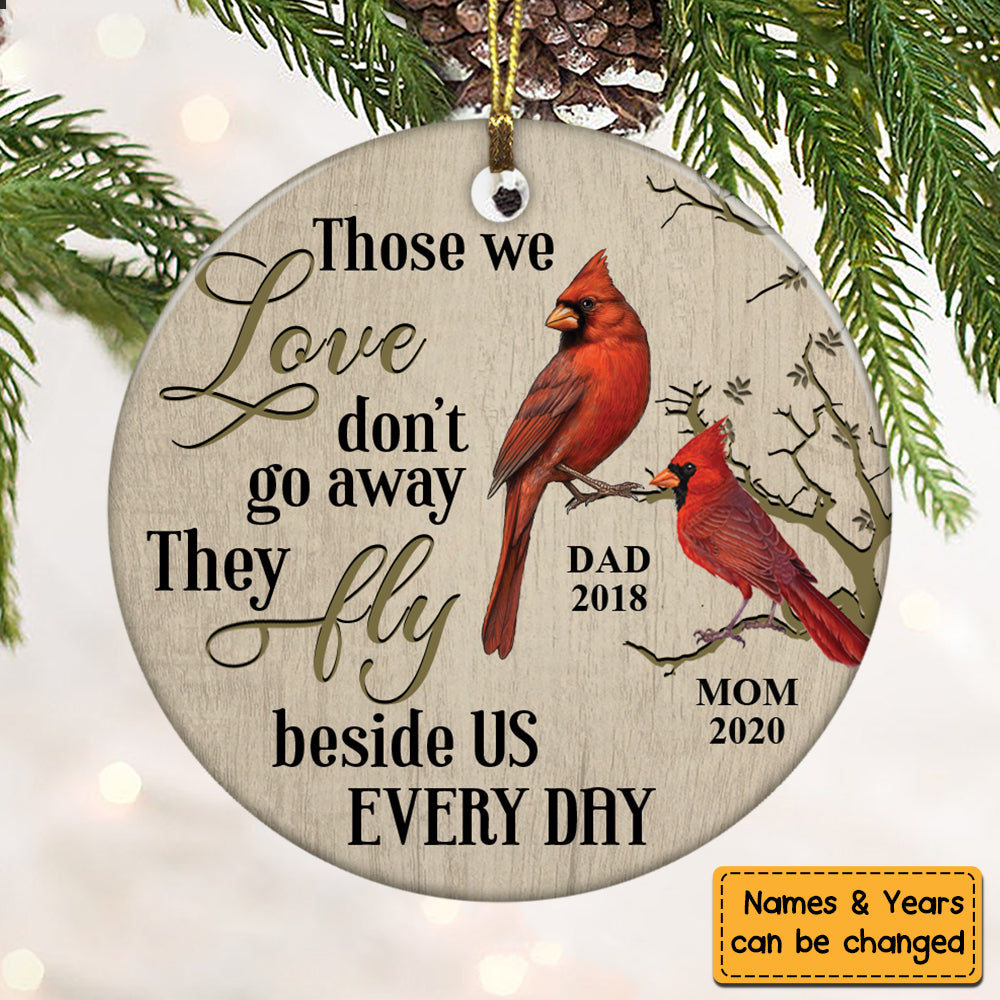 Cardinal Memorial Mom Dad Personalized Circle Ornament