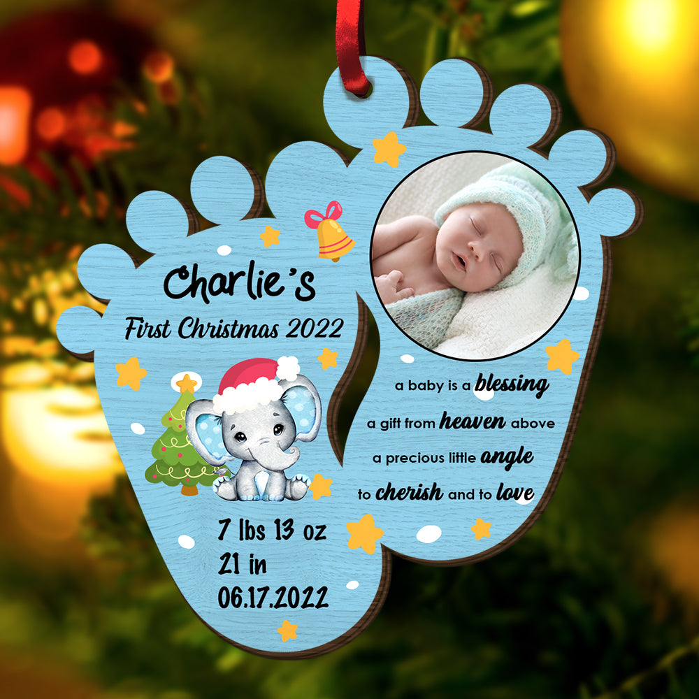 Baby Blessing Keepsake Newborn First Christmas, Personalized Wood Ornament, Christmas Gift