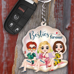 Besties Beach Girl Gift, Personalized Keychain Sisters Gift