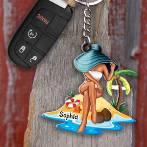 Beach Girl Gift, Personalized Keychain Besties Gift