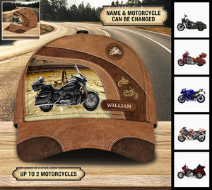 Motorcycle With Highway Background Personalized Classic Cap