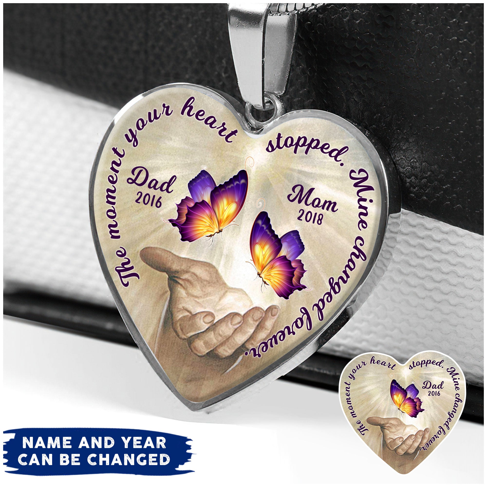 The Moment Your Heart Stopped, Mine Changed Forever Custom Memorial Necklace Ntk03mar22dd3